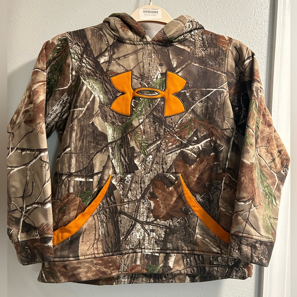 Under Armour Kids Camo Hoodie with Orange Details